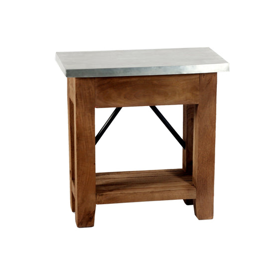 Millwork 22" Wood and Zinc Metal End Table with Shelf - End Tables