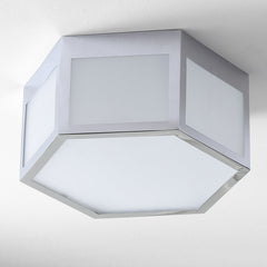 Minimo Hexagon Metal/Frosted Glass LED Flush Mount - Ceiling Lights