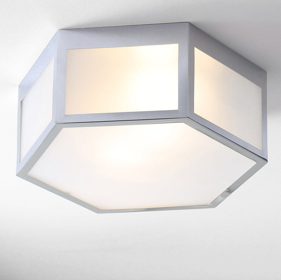 Minimo-Hexagon-Metal/Frosted-Glass-LED-Flush-Mount-Ceiling-Lights