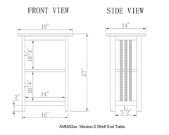 Mission 2 Shelf End Table - End Tables