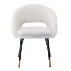 Modern Short Fur Upholstered Dining Chair with Metal Legs - Dining Chairs