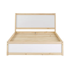 Modern White & Wood Full Bed - Beds