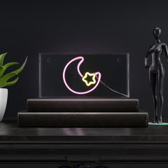Moon Contemporary Glam Acrylic Box USB Operated LED Neon Light - Decorative Lighting