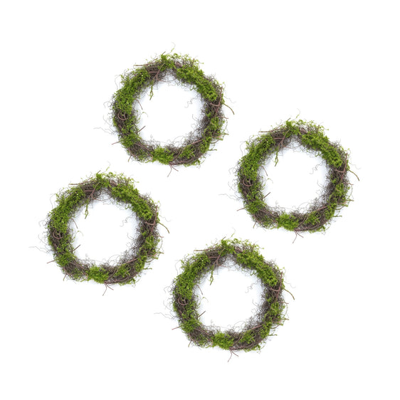 Moss-Leaf-Twig-Wreath,-Set-of-4-Wreaths