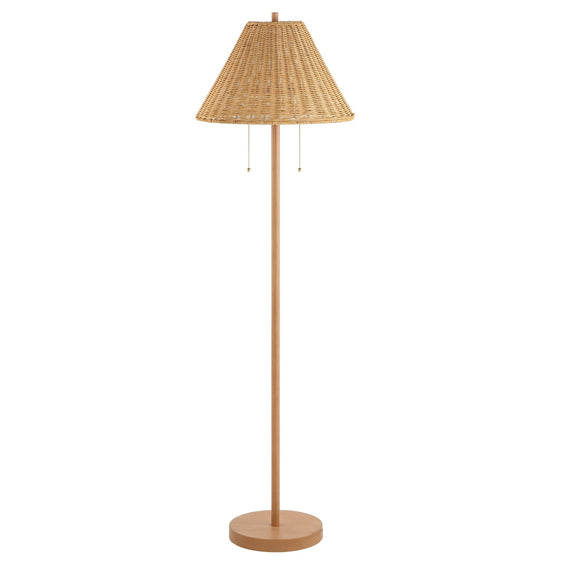 Nando Light Coastal Bohemian Iron/Rattan LED Floor Lamp with PullChain - Floor Lamps