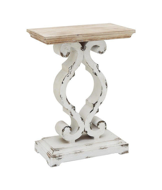 Natural Wood Rustic Wood Farmhouse End Table - End Tables