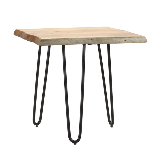 Natural Wood Slab Stool Table with Iron Legs 17.75"H - Side Tables