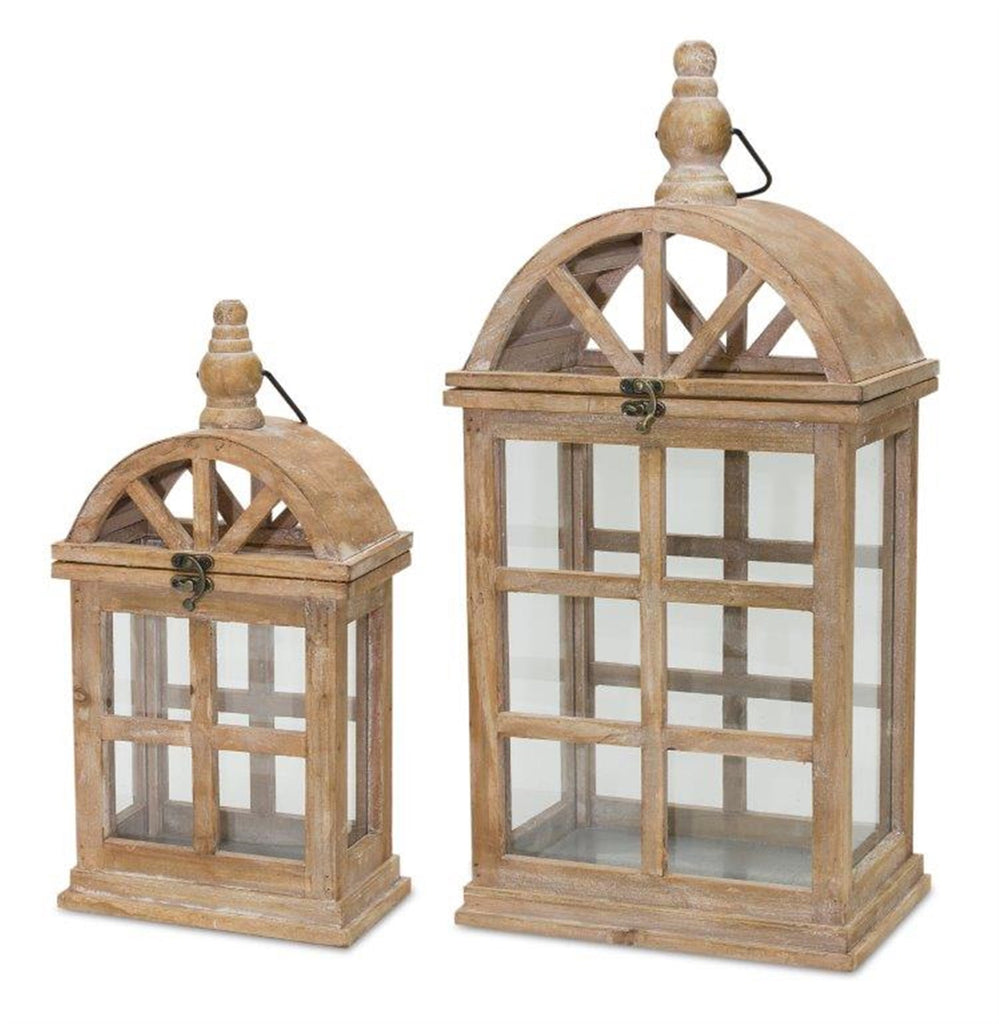Natural-Wooden-Lantern-with-Curved-Top,-Set-of-2-Lanterns