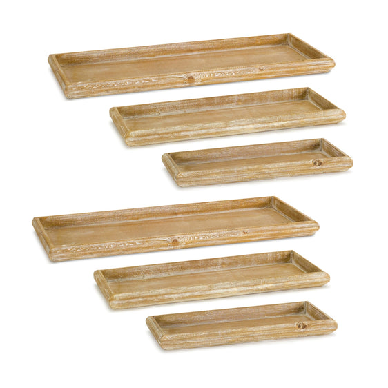 Natural Wooden Nesting Tray, Set of 6 - Decorative Trays