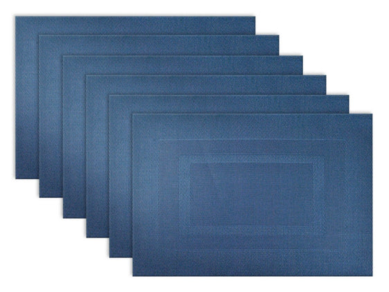 Nautical-Blue-Double-frame-Placemats,-Set-of-6-Placemats