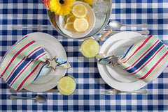Navy& Off-White Checkers Tablecloth 60x84 - Tablecloths