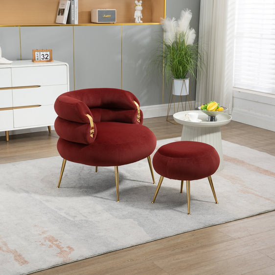 Nordic-Modern-Velvet-Upholstered-Accent-Chair-and-Ottoman-with-Metal-Frame-Accent-Chairs