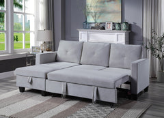 Nova Velvet Sleeper Sectional Sofa Reversible with Storage Chaise - Sofas