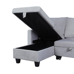 Nova Velvet Sleeper Sectional Sofa Reversible with Storage Chaise - Sofas