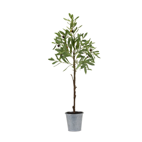 Olive Leaf Silk Tree with Tin Pot 31.5" - Faux Florals