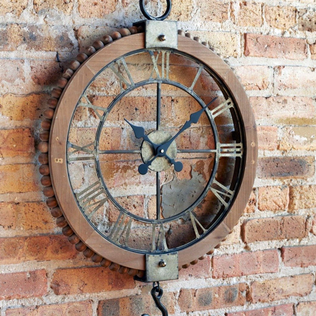Open Face Industrial Wall Clock with Hook Accent 22" - Clocks