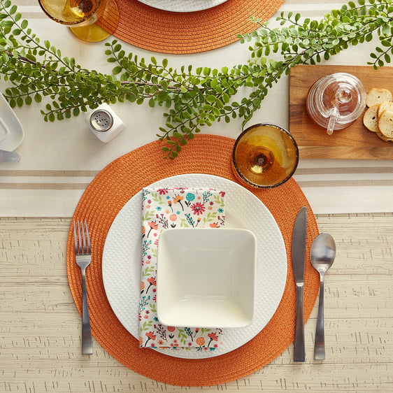 Orange-Round-Woven-Placemats,-Set-of-6-Placemats