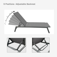 Outdoor Adjustable Aluminum Chaise Lounge Chair, Set of 2 - Outdoor Seating