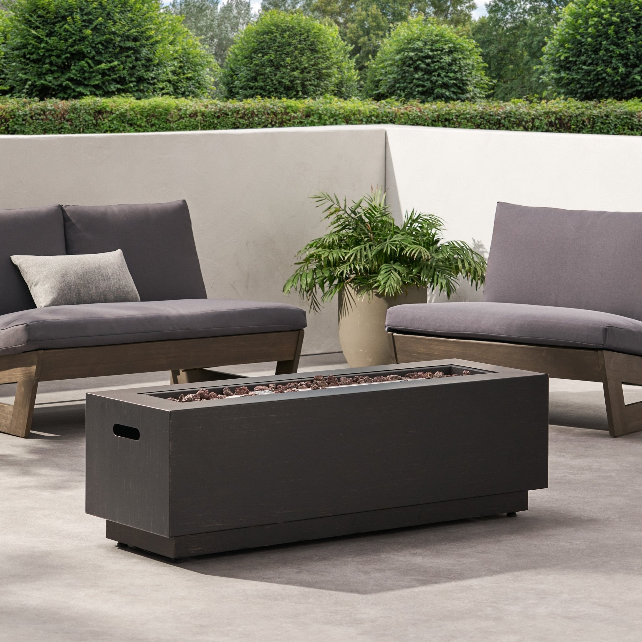 Outdoor Rectangular Fire Pit with Tank Holder - Outdoor