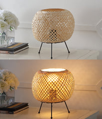 Palma Bohemian Rustic Iron/Rattan LED Mini Table Lamp with Smart Bulb - Table Lamps
