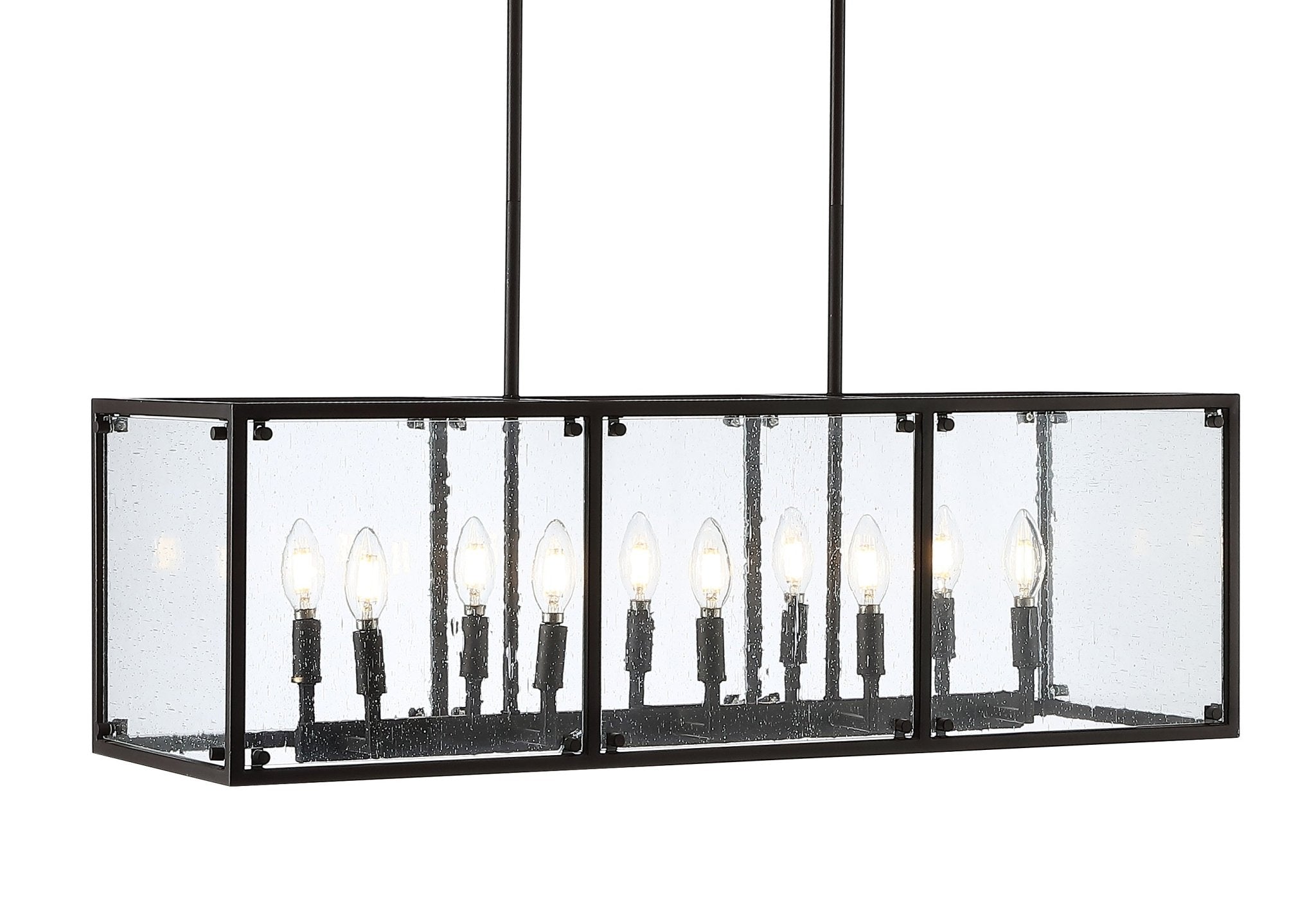 Paysan Linear Light Adjustable Iron/Seeded Glass Rustic Farmhouse LED Pendant - Chandelier