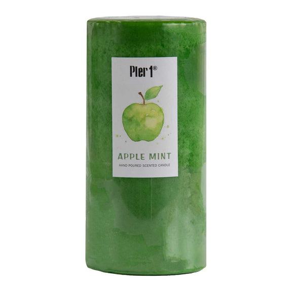 Pier-1-Apple-Mint-3x6-Mottled-Pillar-Candle-Pillar-Candles