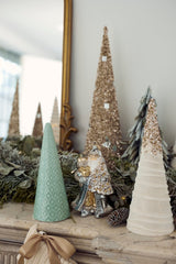 Pier 1 Gold Sparkle Beaded Set of 3 Cones - Christmas Decor