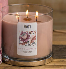 Pier 1 Pink Champagne Filled 3-Wick Candle 14.5oz - 3-Wick Candles