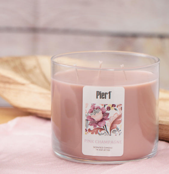 Pier-1-Pink-Champagne-Filled-3-Wick-Candle-14.5oz-3-Wick-Candles
