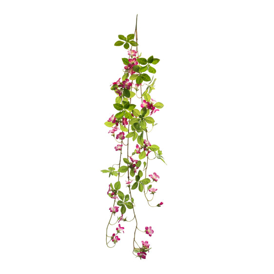 Pink-Floral-and-Foliage-Vine,-Set-of-6-Garland