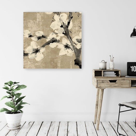 Plum Blossom I Neutral Canvas Giclee - Wall Art