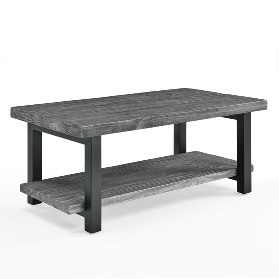 Pomona 42" Metal and Wood Coffee Table, Slate Gray - Coffee Tables