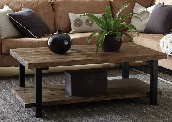 Pomona 48"L Metal and Wood Coffee Table - Coffee Tables