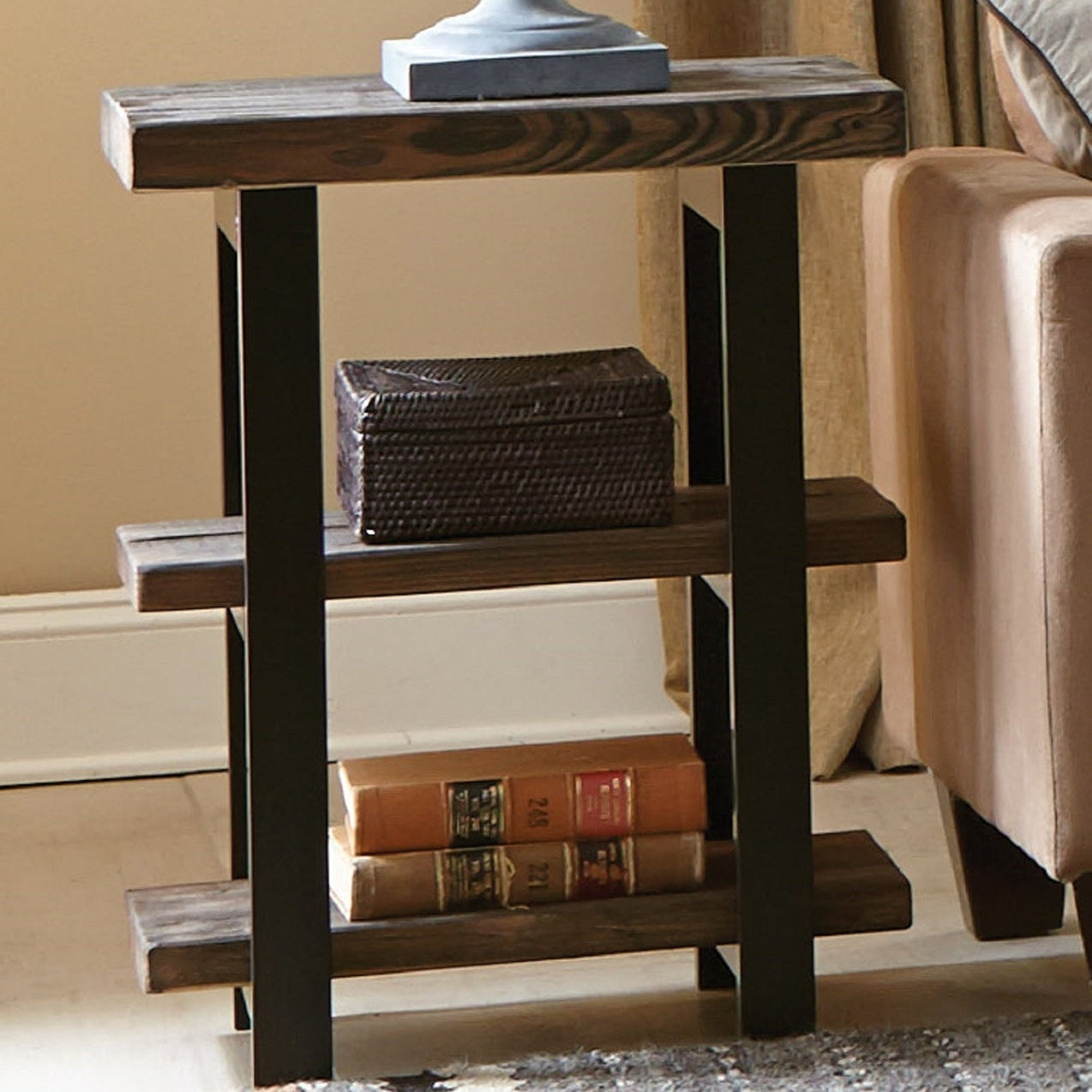 Pomona Metal and Wood 2-Shelf End Table - End Tables