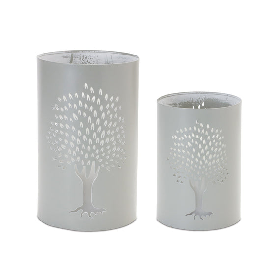 Punched Metal Tree Candle Holder (Set of 2) - Candles and Accessories