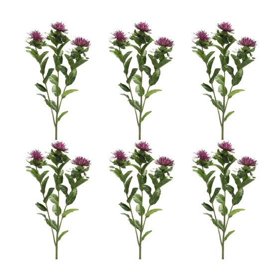 Purple Thistle Floral Spray, Set of 6 - Faux Florals
