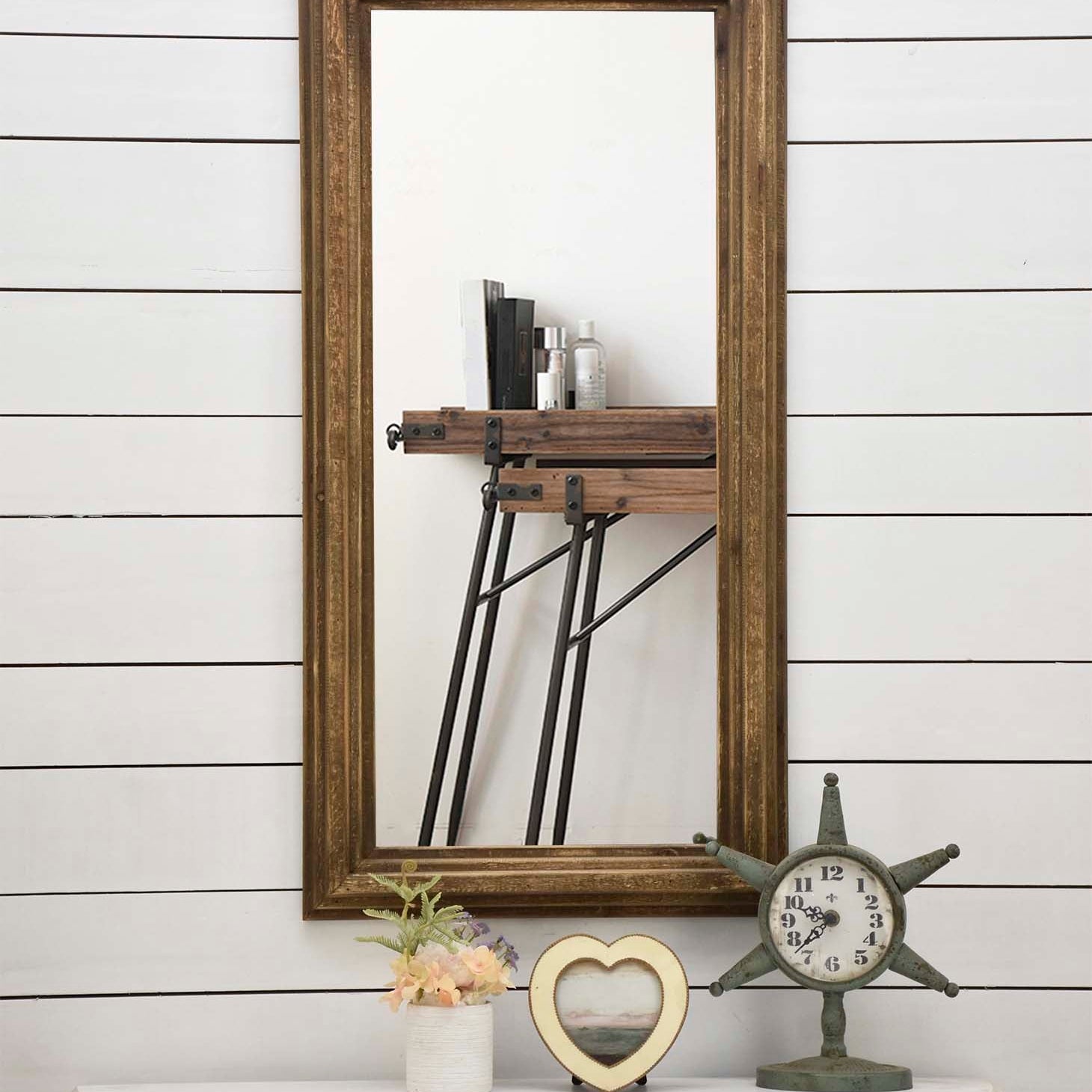 Rectangular-Natural-Beveled-Wood-Framed-Wall-Mirror-Mirrors