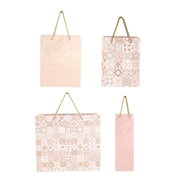 Recycled-Paper-Bag-/-Set-of-7-Pcs-/-Pink-Recycled-Paper-Gift-Bags