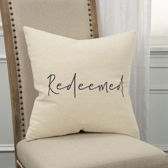Redeemed-100%-Cotton-Canvas--Sentiment--Inked-Pillow-Decorative-Pillows