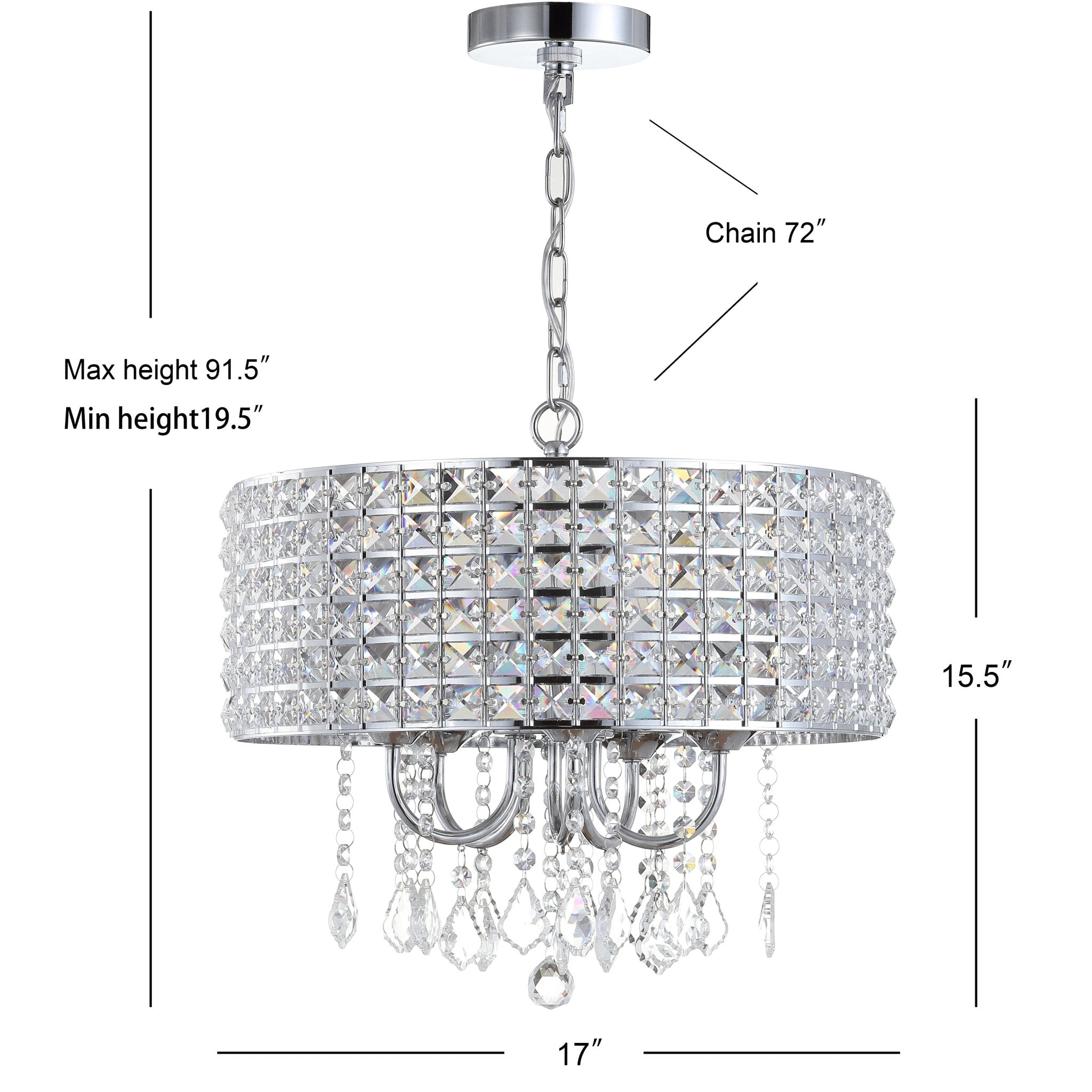 Reese Metal/Crystal LED Adjustable Drop Chandelier - Chandelier
