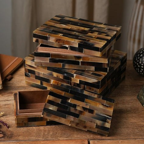 Resin Tortoise Shell Decorative Boxes, Set of 3 - Decor