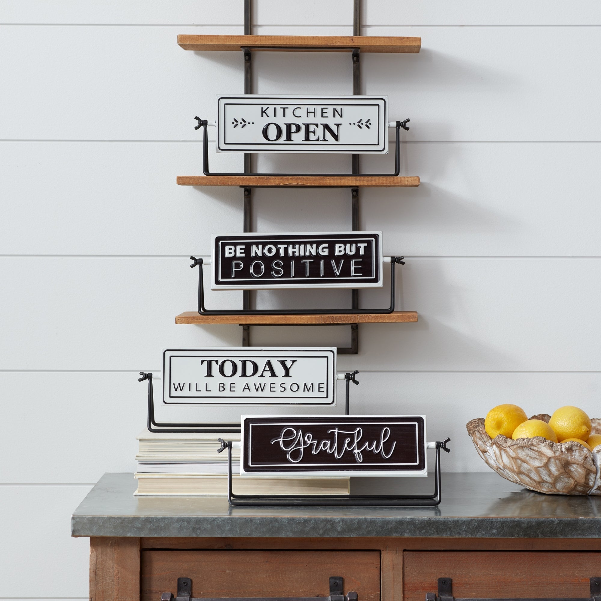 Reversable-Sentiment-Sign-with-Stand,-Set-of-4-Wall-Art