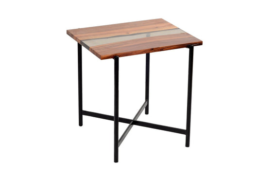 Rivers Edge 22" Acacia Wood and Acrylic End Table - End Tables
