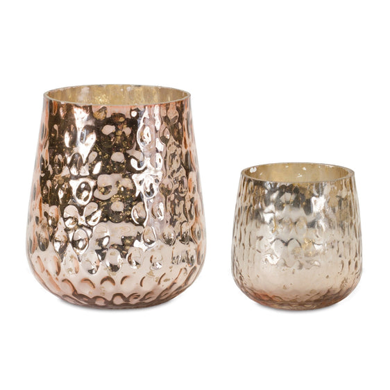 Rose-Gold-Glass-Candle-Holder,-Set-of-8-Candle-Holders