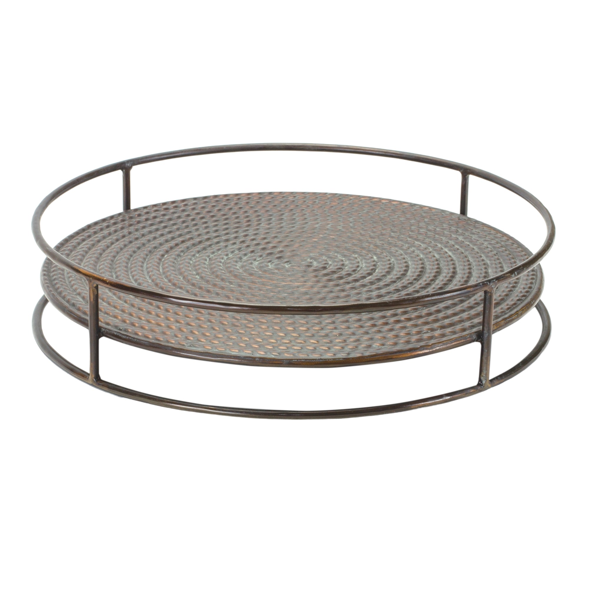 Round-Hammered-Metal-Tray-with-Bronze-Finish-Decorative-Trays