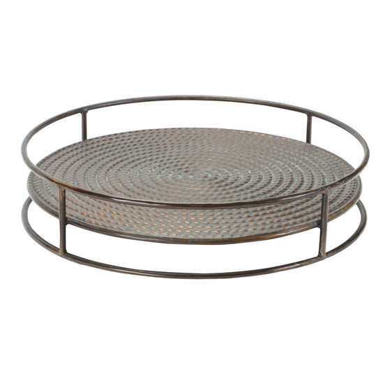 Round-Hammered-Metal-Tray-with-Bronze-Finish-Decorative-Trays