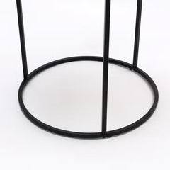 Round Metal End Table with Wood Top - Side Tables