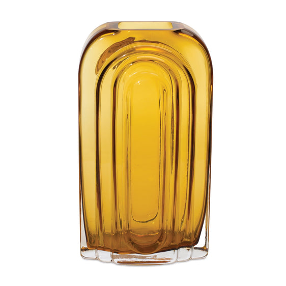 Rounded Amber Glass Vase 9.75" - Vases