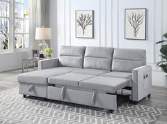 Ruby Velvet Sleeper Sectional Sofa Reversible with Storage Chaise and Side Pocket - Sofas