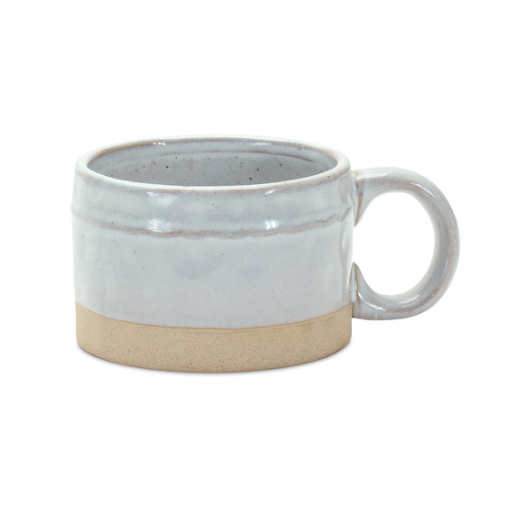 Rustic Porcelain Mug with Beige Accent, Set of 6 - Mugs